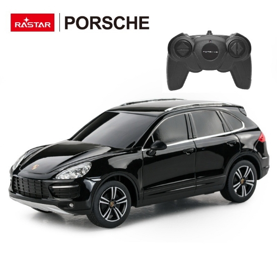 Imagine MASINA CU TELECOMANDA PORSCHE CAYENNE TURBO NEGRU CU SCARA 1 LA 24