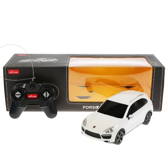 Imagine MASINA CU TELECOMANDA PORSCHE CAYENNE TURBO ALB CU SCARA 1 LA 24