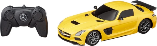 Imagine MASINA CU TELECOMANDA MERCEDES-BENZ SLS AMG GALBENA CU SCARA 1 LA 18