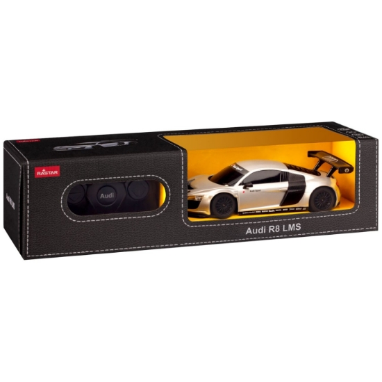 Imagine MASINA CU TELECOMANDA AUDI R8 ARGINTIU CU SCARA 1 LA 24