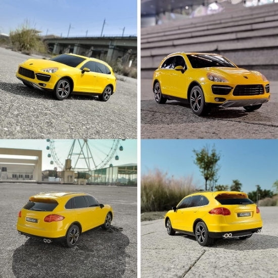 Imagine MASINA CU TELECOMANDA PORSCHE CAYENNE TURBO GALBEN CU SCARA 1 LA 24