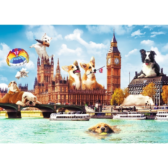 Imagine Puzzle Trefl 1000 Căţeluşi la Londra