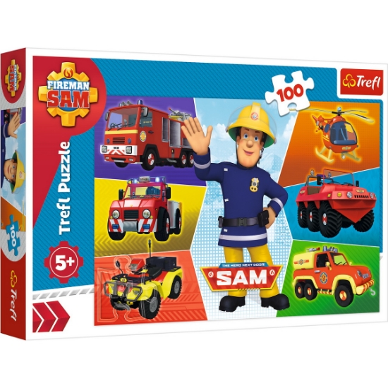 Imagine Puzzle Trefl 100 Mașinile Pompierului Sam