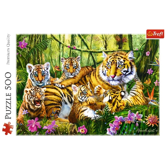 Imagine Puzzle Trefl 500 Familie de tigri