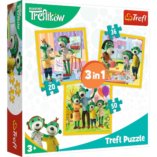 Imagine Puzzle Trefl 3in1 Distracție în familia Trefiliki