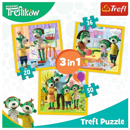 Imagine Puzzle Trefl 3in1 Distracție în familia Trefiliki