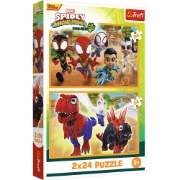 Imagine Puzzle Trefl 2x24 Spidey and His Amazing Friends – Dino-Webs Spidey și dinozaurii