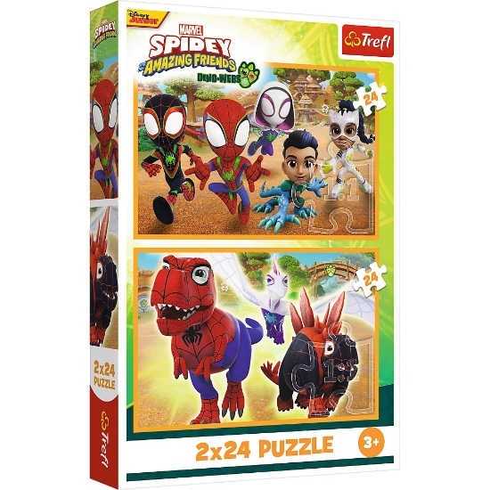 Imagine Puzzle Trefl 2x24 Spidey and His Amazing Friends – Dino-Webs Spidey și dinozaurii