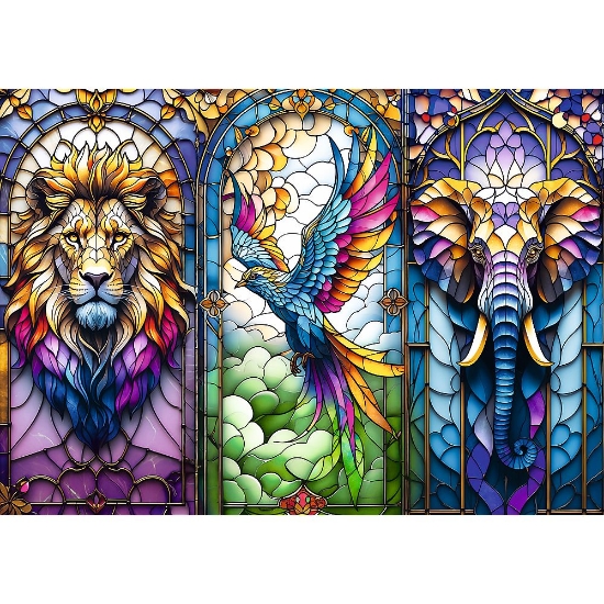 Imagine Puzzle Trefl 1000 Animale în vitraliu