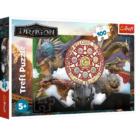 Imagine Puzzle Trefl 100 Cum să îți dresezi dragonul – Dragoni în acțiune