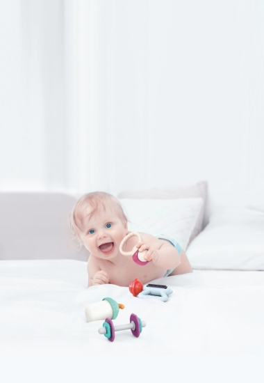 Imagine Set 5 jucării gingivale sport – zornăitori și dentiție pentru bebeluși activi