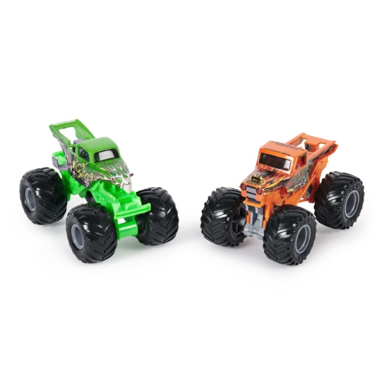 Imagine Monster Jam set 2 mașinuțe metalice Bog Hog și King Sling scara 1:64