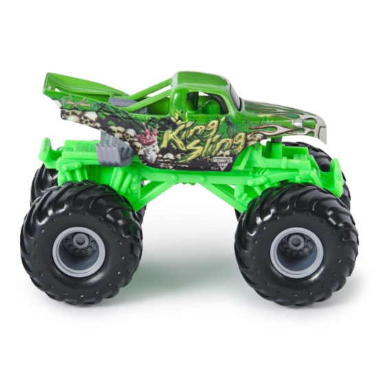 Imagine Monster Jam set 2 mașinuțe metalice Bog Hog și King Sling scara 1:64