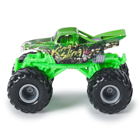 Imagine Monster Jam set 2 mașinuțe metalice Bog Hog și King Sling scara 1:64