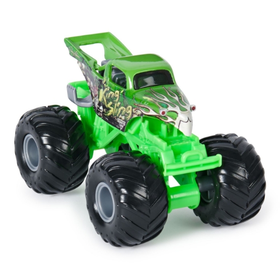 Imagine Monster Jam set 2 mașinuțe metalice Bog Hog și King Sling scara 1:64