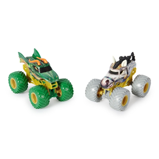 Imagine Monster Jam set 2 mașinuțe metalice Dragon și Tempest Speed scara 1:64