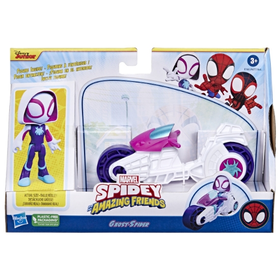 Imagine Spidey și Prietenii Extraordinari set motocicletă și figurină Ghost-Spider, 10 cm