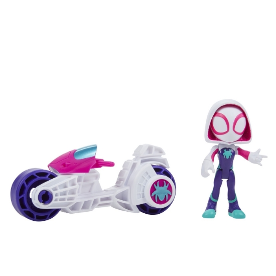 Imagine Spidey și Prietenii Extraordinari set motocicletă și figurină Ghost-Spider, 10 cm