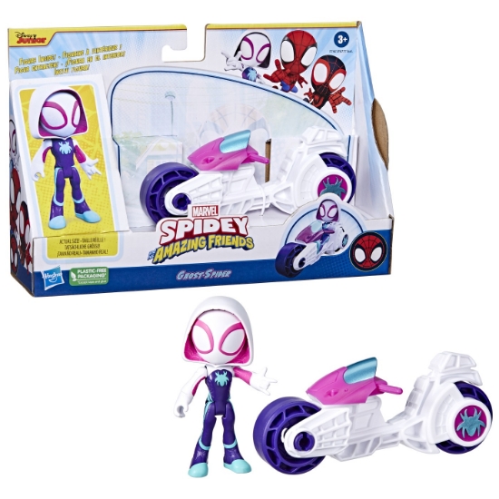 Imagine SPIDEY PRIETENII EXTRAORDINARI SET MOTOCICLETA SI FIGURINA GHOST SPIDER 10CM