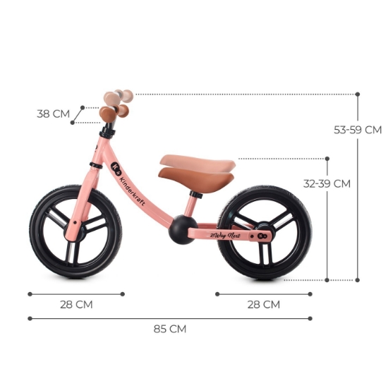Imagine Bicicleta fara pedale, Kinderkraft – 2WAY NEXT, portocaliu, 12inch, Rose Pink