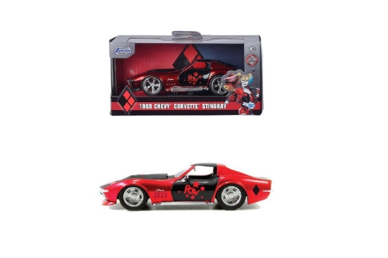 Imagine Mașină metalică Harley Quinn 1969 Corvette Stingray scară 1 la 32