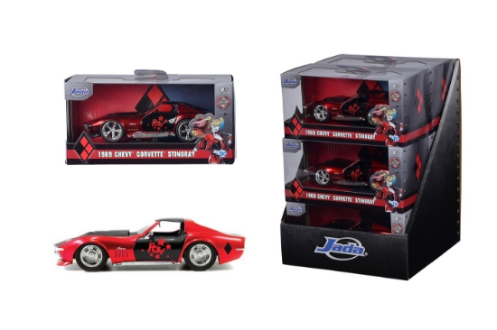 Imagine Mașină metalică Harley Quinn 1969 Corvette Stingray scară 1 la 32