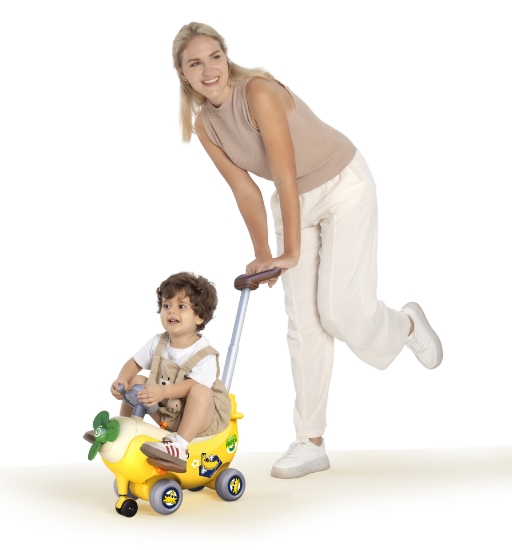 Imagine Avion interactiv 4 in 1 Ride-On și mâner de împingere Banana
