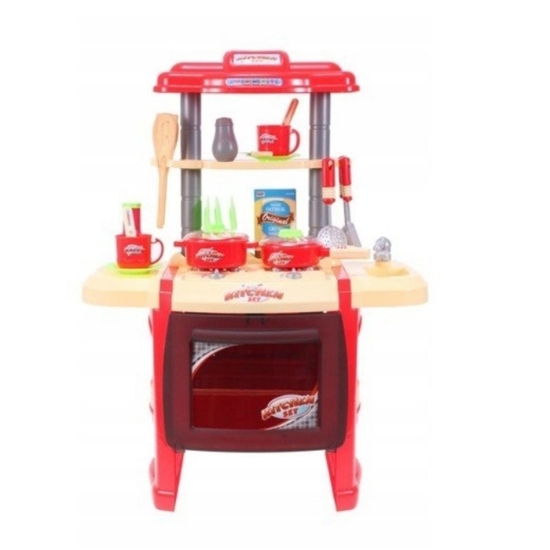 Imagine SET DE JOACA MALPLAY BUCATARIE PENTRU COPII CU ACCESORII SI CUPTOR ROSU 65 CM
