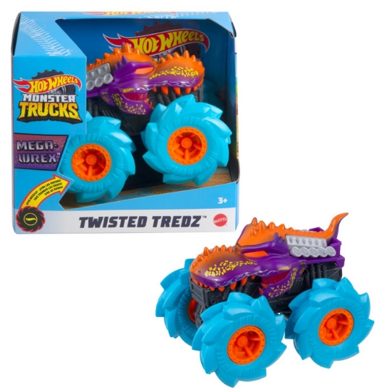 Imagine Hot Wheels Monster Truck mașinuță Twister Tredz Mega Wrex albastru scară 1:43