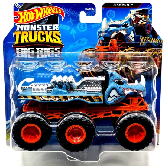 Imagine Hot Wheels Monster Truck Big Rigs mașinuță metalică cu 6 roți Rhinomite scară 1:64