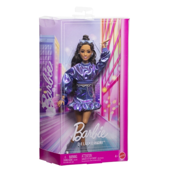 Imagine BARBIE DELUXE STYLE PAPUSA BARBIE ROCHIE ALBASTRU METALIZAT