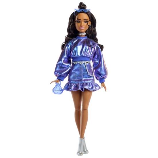 Imagine BARBIE DELUXE STYLE PAPUSA BARBIE ROCHIE ALBASTRU METALIZAT