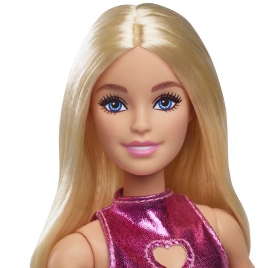 Imagine BARBIE FASHIONISTAS PAPUSA BARBIE BLONDA CU ROCHIE ROZ METALIZAT