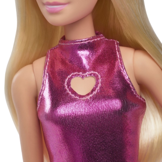 Imagine BARBIE FASHIONISTAS PAPUSA BARBIE BLONDA CU ROCHIE ROZ METALIZAT