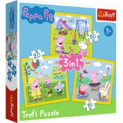 Imagine PUZZLE TREFL 3IN1 PEPPA PIG O ZI ANIVERSARA