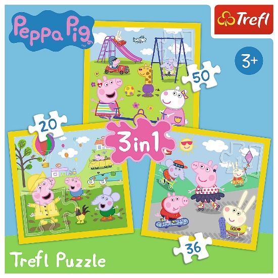 Imagine PUZZLE TREFL 3IN1 PEPPA PIG O ZI ANIVERSARA