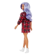 Imagine PAPUSA BARBIE FASHIONISTA CU PARUL MOV SI ROCHITA CU STELUTE