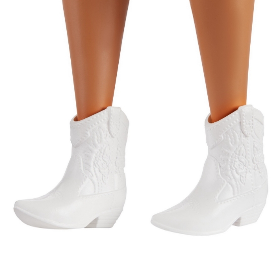 Imagine PAPUSA BARBIE FASHIONISTA CU PARUL MOV SI ROCHITA CU STELUTE