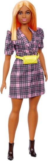 Imagine PAPUSA BARBIE FASHIONISTA CU ROCHIE TIP BLAZER ROZ IN CAROURI