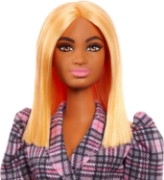 Imagine PAPUSA BARBIE FASHIONISTA CU ROCHIE TIP BLAZER ROZ IN CAROURI