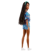 Imagine PAPUSA BARBIE FASHIONISTA SATENA CU CODITE IMPLETITE SI TINUTA CASUAL ALBASTRA