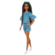 Imagine PAPUSA BARBIE FASHIONISTA SATENA CU CODITE IMPLETITE SI TINUTA CASUAL ALBASTRA