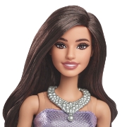 Imagine BARBIE FASHIONISTAS PAPUSA BARBIE BRUNETA CU ROCHIE MOV CU PAIETE