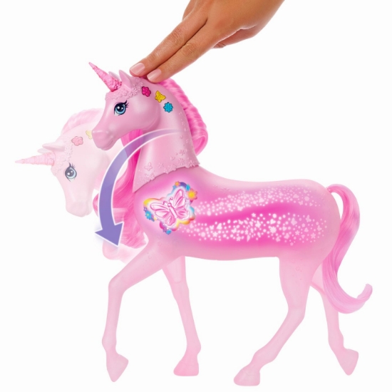 Imagine BARBIE UNICORN ROZ CU LUMINI STRALUCITOARE SI SUNETE