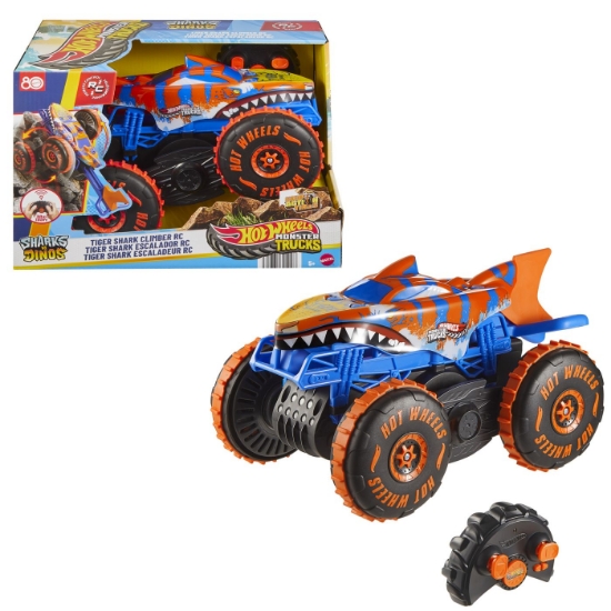 Imagine Hot Wheels Monster Truck Sharks vs Dinos mașina cu telecomandă Tiger Shark Climber