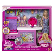 Imagine BARBIE MYSTERIES DETECTIVI PE PLAJA SET CABINA DE JOCURI SI PAPUSA BARBIE MALIBU CU ACCESORII