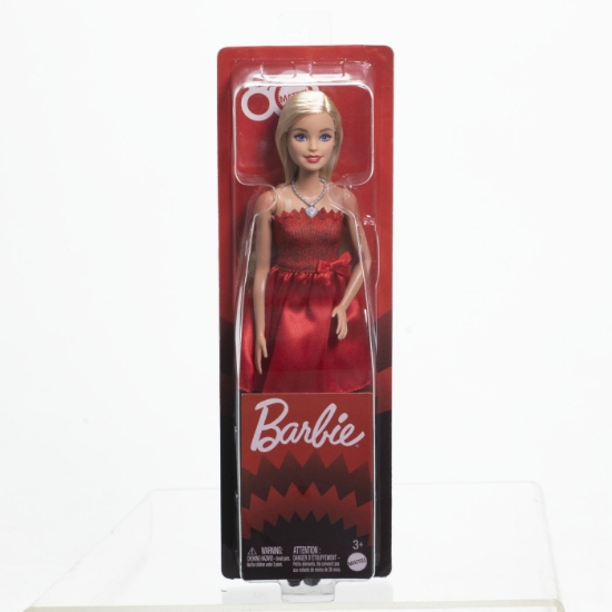 Imagine BARBIE PAPUSA BARBIE COLECTIE ANIVERSARA 80 DE ANI BLONDA CU ROCHIE ROSIE RUBIN