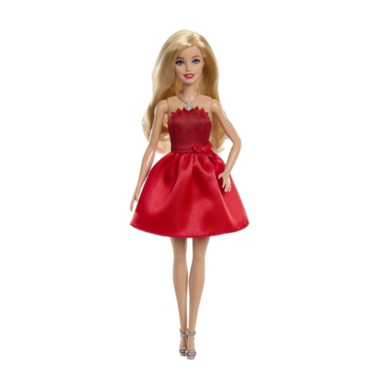 Imagine BARBIE PAPUSA BARBIE COLECTIE ANIVERSARA 80 DE ANI BLONDA CU ROCHIE ROSIE RUBIN