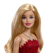 Imagine BARBIE PAPUSA BARBIE COLECTIE ANIVERSARA 80 DE ANI BLONDA CU ROCHIE ROSIE RUBIN