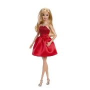 Imagine BARBIE PAPUSA BARBIE COLECTIE ANIVERSARA 80 DE ANI BLONDA CU ROCHIE ROSIE RUBIN